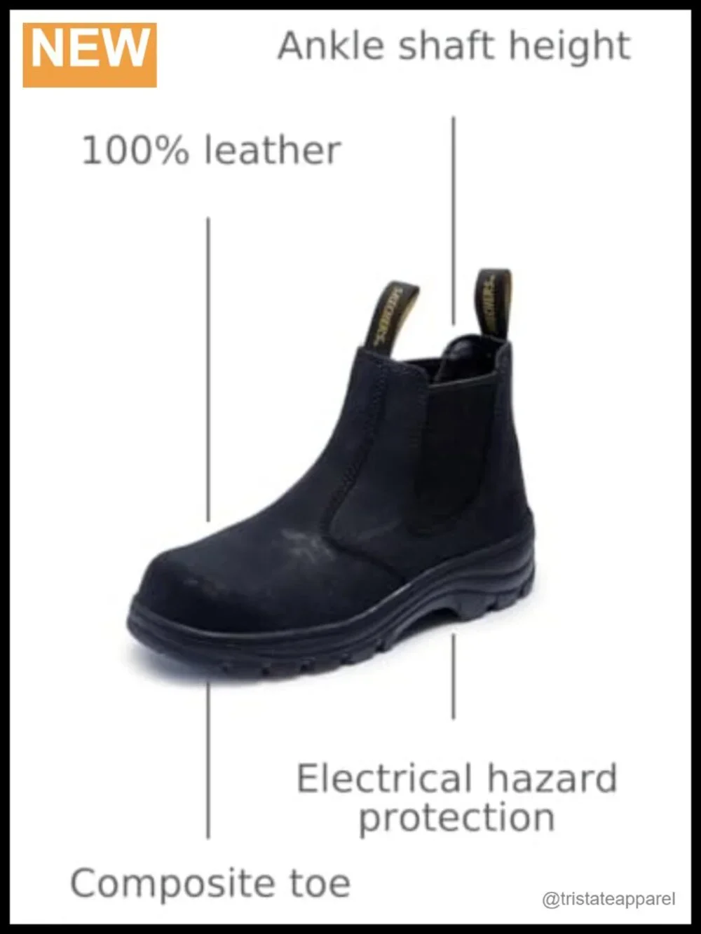 Women's Composite Toe Chelsea Work Boots Slip Resistant Memory Foam Leather